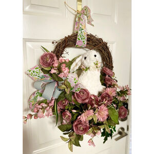 Handmade Luxe Cottagecore Easter Bunny Grapevine Wreath